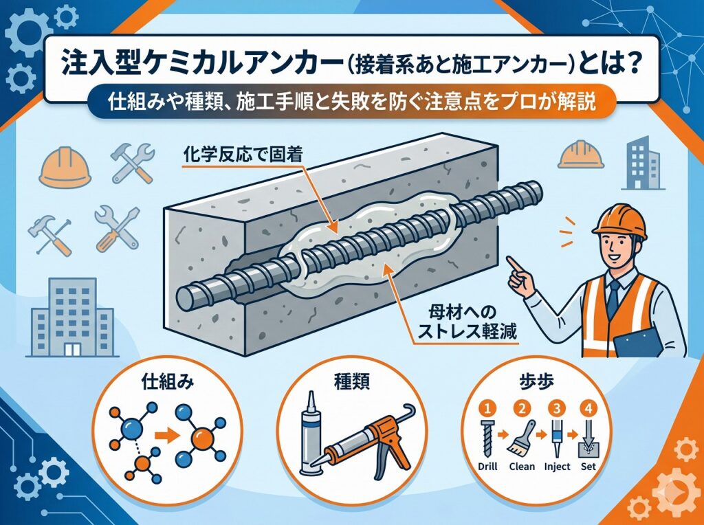 注入型ケミカルアンカー（接着系あと施工アンカー）とは？仕組みや種類、施工手順と失敗を防ぐ注意点をプロが解説