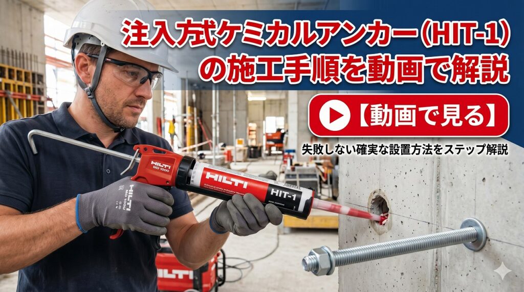 注入方式ケミカルアンカー (HIT-1) の施工手順を動画で解説