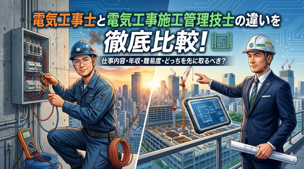 電気工事士と電気工事施工管理技士の違いを徹底比較！仕事内容・年収・難易度・どっちを先に取るべき？