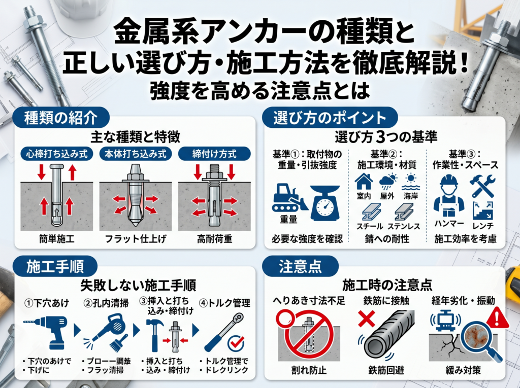金属系アンカーの種類と正しい選び方・施工方法を徹底解説！強度を高める注意点とは