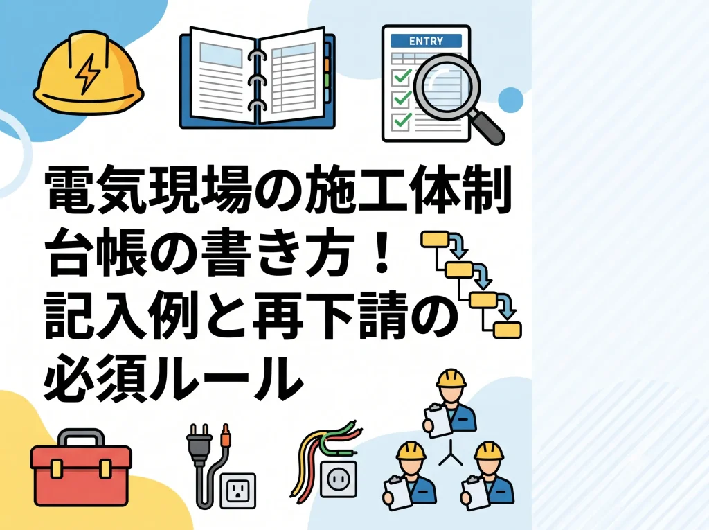 電気現場の施工体制台帳の書き方！記入例と再下請の必須ルール