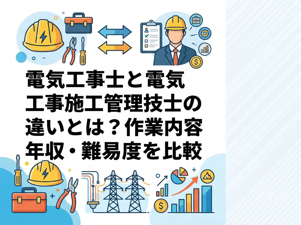 電気工事士と電気工事施工管理技士の違いとは？作業内容や年収・難易度を比較