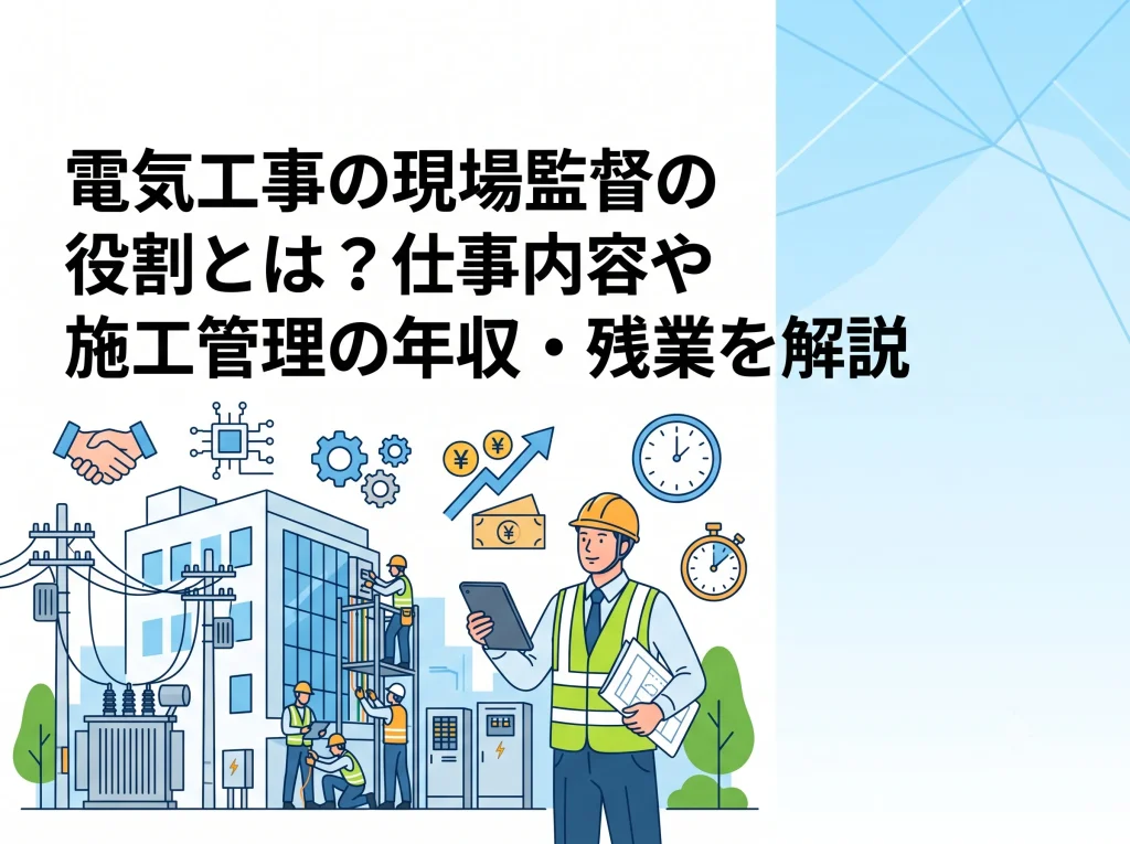 電気工事の現場監督の役割とは？仕事内容や施工管理の年収・残業を解説