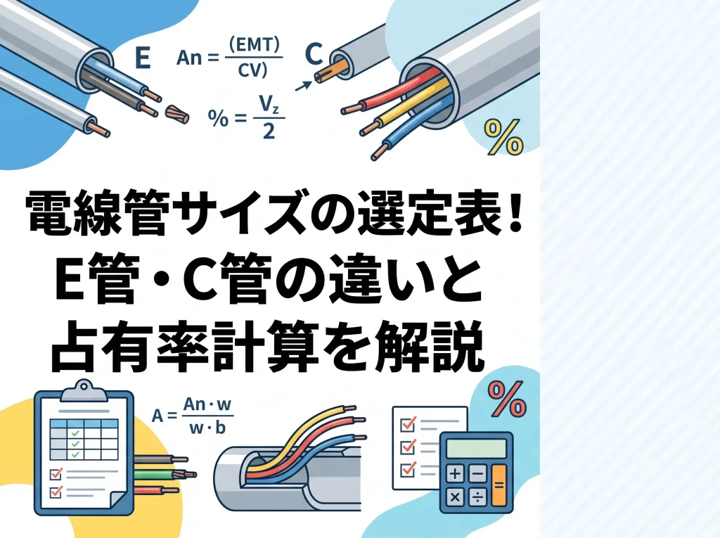 電線管サイズの選定表！E管・C管の違いと占有率計算を解説