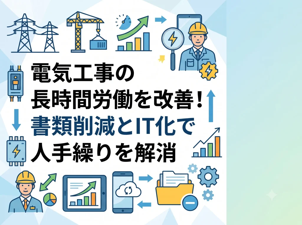 電気工事の長時間労働を改善！書類削減とIT化で人手繰りを解消