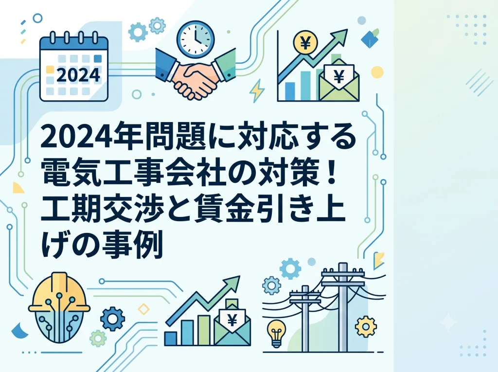 2024年問題に対応する電気工事会社の対策！工期交渉と賃金引き上げの事例